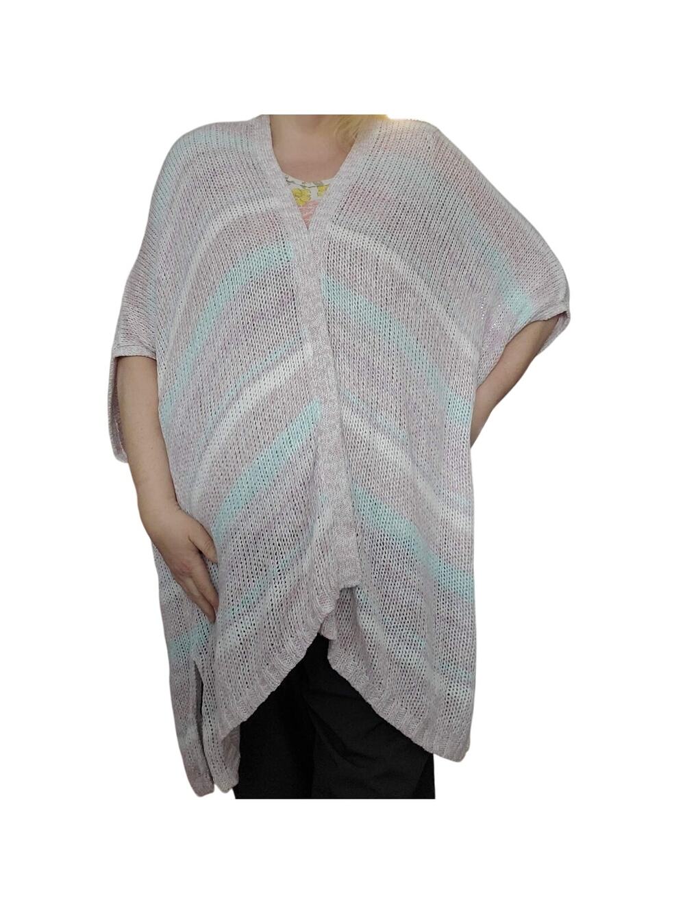Lane Bryant Pastel Open Knit Cardigan Sweater 2X/3X NWT Pink Blue Ombre